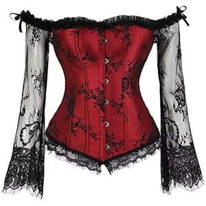 Corset Top voor Dames met Mouwen - Taille Corset, Bustier en Dirndl Blouse voor Klederdracht