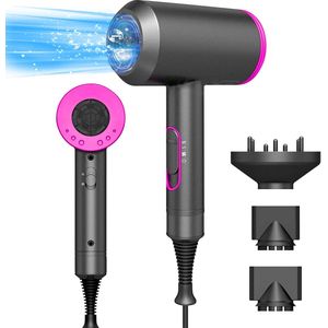 Ynkkvre - ionische haardroger 1800W - AC motor föhn - snelle droogfunctie - 3 temperatuurstanden - 2 snelheden - met warm/koud knop - geschikt voor thuis en kapsalon