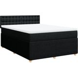 vidaXL - Boxspring - met - matras - stof - zwart - 140x200 - cm