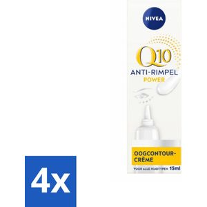 4 x NIVEA - Oogcrème - Q10 POWER - Tegen donkere kringen & rimpels - Voor alle huidtypen - Met Q10 & Creatine - 15 ml - NIVEA Oogcrème - Oogcontourcrème - Donkere Kringen - Wallen - Rimpels