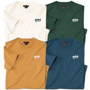 ATLAS FOR MEN - Set van 4 naturel katoenen T-shirts - Heren - Verkrijgbaar in grote maten - L