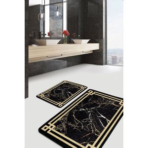 Badmat antislip 2 stuk set - 60x100 & 50x60 - Wc mat - Toiletmat - Deurmat - De Groen Home