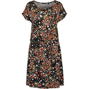 Blue Seven jurk dames - dames jurk - zwart/oranje bloem - KM - 151167 - maat 38