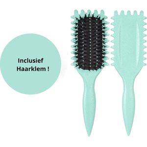 Define Brush Curl - Defining Brush - Haarborstel - Krullen - Styling - Curl Brush - Borstel Voor Krullend Haar - Krullen Kam - Krullenborstel - Inclusief Haarklem - Groen