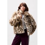 Catwalk Junkie Leopard Fur Jacket Jassen Dames - Winterjas - Beige - Maat 36