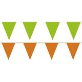 Oranje/Groene feest punt vlaggetjes pakket - 120 meter - slingers / vlaggenlijn