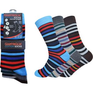 Sokken Unisex - 12 paar - Strepen - Maat 39-42 | Dames sokken | Heren sokken