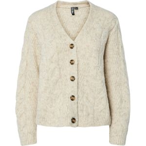 Pieces - Pcnina S V-neck Knit Cardigan - Beige - Lange Mouwen - Knoopsluiting