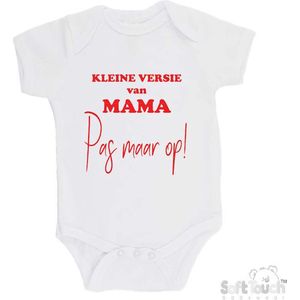 100% katoenen Romper ""Kleine versie van mama Pas maar op!"" Unisex Katoen Wit/rood Maat 62/68