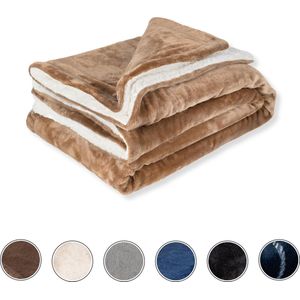 DecoSence® Fleece deken 150x200 cm - Fleece Plaid - Plaids - Goud - Grand Foulard Bank - Extra Dik
