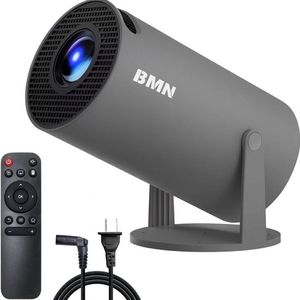 BMN® Premium Mini Beamer 2025 Editie - Smart Projector met 4K-ondersteuning - Geschikt voor IOS en Android - WiFi 6 & Bluetooth 5.4 - Android 13.0 - Draagbaar - Thuisbioscoop - Grijs