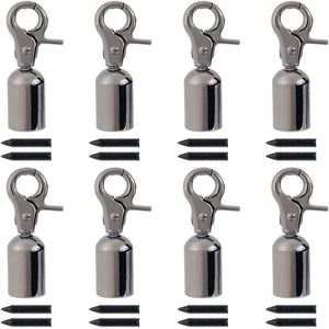 Set van 8 drukkoord eindkappen 13 mm roodgietijzer legering draaibare karabijnhaak met 2 gaten voor het maken van kwastsieraden