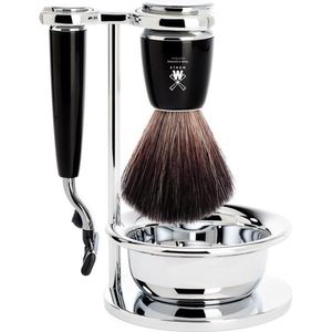 Muhle scheerset RYTMO scheerkwast synthetisch haar Mach3 zwart