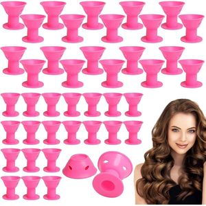 40 stuks magische krulnagels, draagbare krultangen, grote en kleine magische krullen, krullen zonder het haar te beschadigen, Geschikt voor alle haartypen (roze)