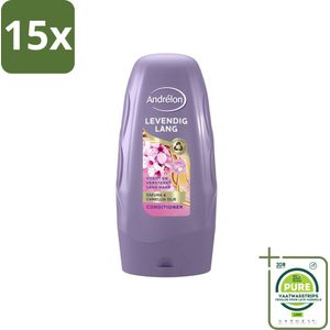 15 x Andrélon - Levendig Lang - Conditioner - 250 ml - Grootverpakking - Haarverzorging - Conditioner - Lang Haar - Sakura Olie - Camellia Olie