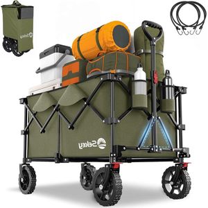 Opvouwbare Bolderwagen 200L 150KG Draagvermogen Ruw Terrein Remmen-Handkar XXL-PlusG 4010 Groen