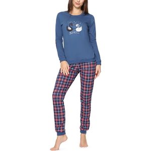 Cornette Dames Pyjama - Lange mouwen - Lange broek - Katoen - CR-634-2015 - Jeans (Zwaan) - S