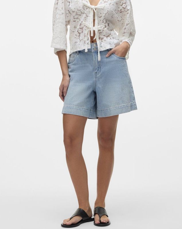 VERO MODA - Denim - Blauw - Rechtvallend Regular Waist Short