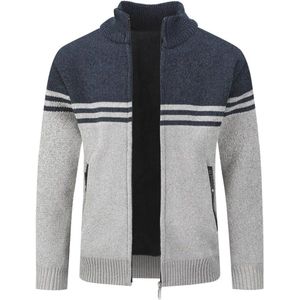 Fleece gevoerd herenvest met opstaande kraag - Dikke winter cardigan