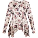 Usha - Blouseshirt - Beige - Fluweel/Nicky Velours - Bloemenprint