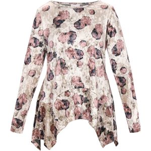Usha - Blouseshirt - Beige - Fluweel/Nicky Velours - Bloemenprint