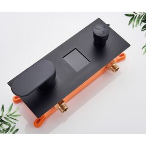 SaniSupreme® Doucheset Genua Premium de Luxe LCD 10 inch regendouche vierkant 2-weg zwart inbouw