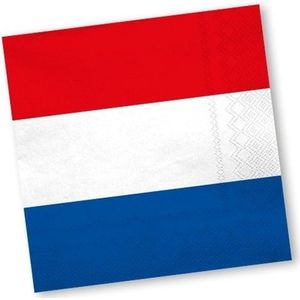 Holland rood wit blauw servetten 20 stuks - Holland/ Koningsdag thema versiering