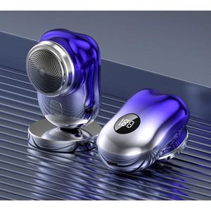 Mini-scheerapparaat, draagbaar mini-elektrisch scheerapparaat met display, elektrisch scheerapparaat voor heren, lichtgewicht zakscheerapparaat, oplaadbaar via USB, geschikt voor gezinsgebruik, reizen (blauw)