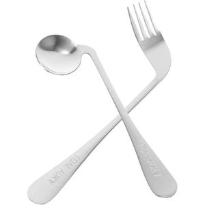 Thelau - Hoekvork Lepel Adaptieve Voedsel Gebogen Gereedschap Linkshandigen Servies Ouderen |