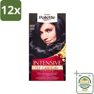 Poly Palette - Haarverf - Blauw Zwart 909 - 115ml - Voordeelverpakking - 12 stuks - Zwart haar - Permanente haarkleur