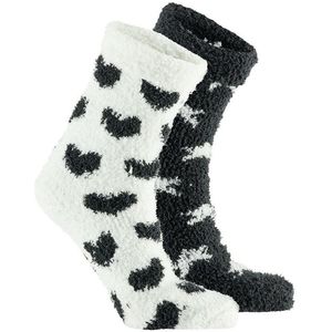 Apollo bedsokken / huissokken - kinderen - 2-pack - zwart/wit - one size - Slaapsokken - Slofsokken