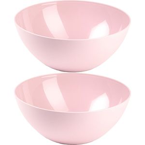 Plasticforte Serveerschaal/saladeschaal - 2x stuks - D23 x H10 cm - kunststof - roze