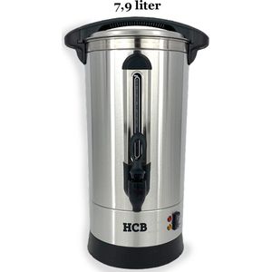 HCB® - Professionele Horeca Percolator - 7,9 liter - 55 kopjes - 230V - RVS / INOX - Elektrisch koffiezetapparaat - Volautomatische koffiemachine - 30x29x50.5 cm (BxDxH) - 2.7 kg
