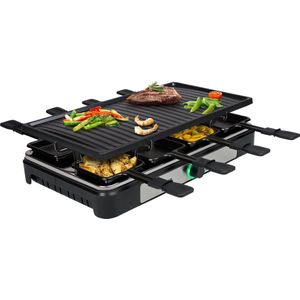 Tristar Gourmetstel RA-2746 - Gourmetset voor 8 personen - Met grote grillplaat - Gourmetplaat met regelbare temperatuur - Zwart/RVS