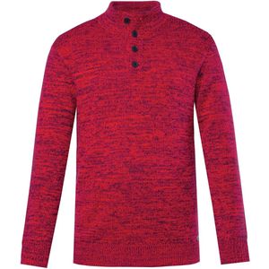 Boston Park - Heren - Boston Park troyer gemêleerd breisel knoopkraag tot 86 - Appelrood - Maat 68+