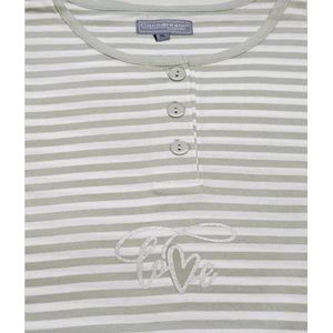 Cocodream - Dames Nachthemd - Groen - Korte Mouw - Love Streep