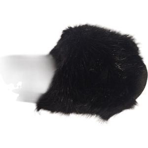 LUCKYSHOES-FLUFFY SLIPPER-VOETBED-ANTISLIP ZOOL- BLACK- FLUFFY UPPER-36