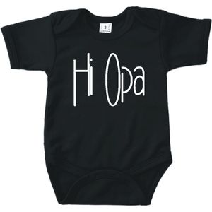 Baby romper met tekst zwangerschap aankondiging | Hi Oma | Zwart |korte mouw | maat 56 cadeautje zwangerschap aankondiging bekendmaking | Cadeautje 100% katoen.