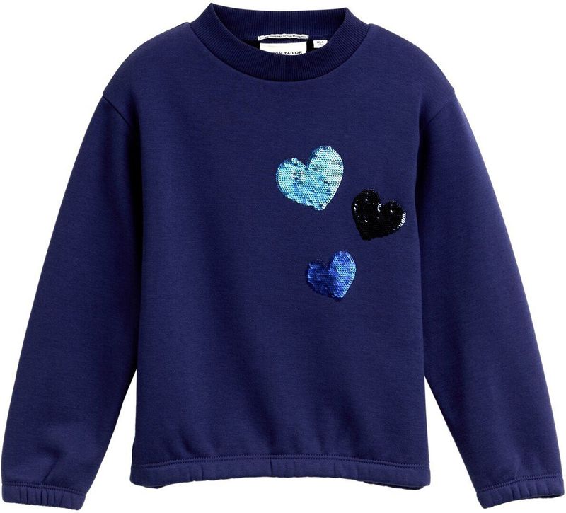 TOM TAILOR - Sweatshirt - Blauw - Met Motiefprint en Pailletten