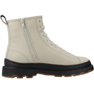 Brutus - K400816-004 - Leren Enkellaarsjes - Beige - Plat - Veters - Casual