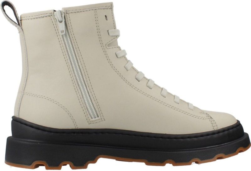 Brutus - K400816-004 - Leren Enkellaarsjes - Beige - Plat - Veters - Casual