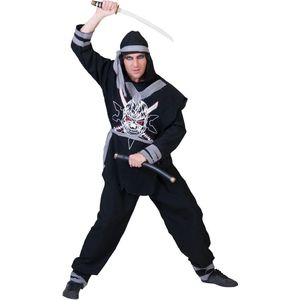 Funny Fashion - Ninja & Samurai Kostuum - Shakumi Ninja - Man - Zwart - Maat 56-58 - Carnavalskleding - Verkleedkleding