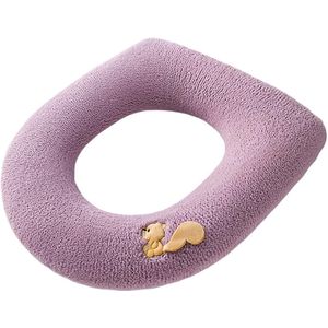 Gsedaox-Toiletbril Hoes - Zachte Toiletzitting -WC Bril Cover - Herbruikbaar - Wasbaar -Roze eekhoornpatroon