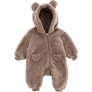 Baby winter boxpakje - Baby winter onesie bruin - baby winterpak - baby skipak - baby teddy onesie - teddy - baby pyjama - kraamcadeau - Fiepp