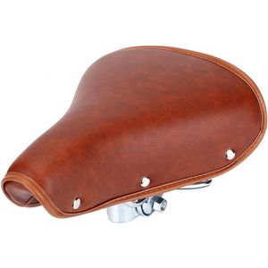 Vintage Comfortable Rivets Bicycle Saddle Durable PU Leather Spring Bicycle Saddle - Brown