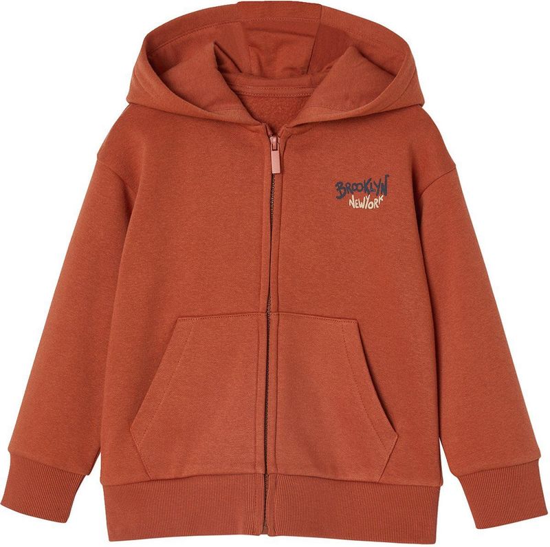 Sweater - Roest - Met Rits en Capuchon - Jongensprint