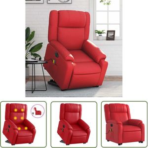 vidaXL Sta Opstoel - Elektrische Massagestoel - Sta-op-massagestoel elektrisch kunstleer rood - Massageruimte - Ergonomische Stoel - Comfortstoeltje