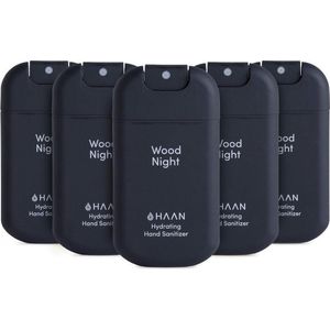 HAAN Hydrating Hand Sanitizer - Handzeep - Desinfecterend - 5pack Wood Night Spray 30ml - Navulbaar