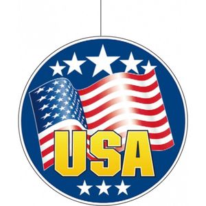 USA/Amerikaanse vlag hangdecoratie 28 cm van karton - Landen feestartikelen/versieringen