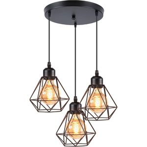 Industriële hanglamp in geometrische kooistijl - Vintage plafondlamp voor slaapkamer, woonkamer, keuken - Ø 16 cm